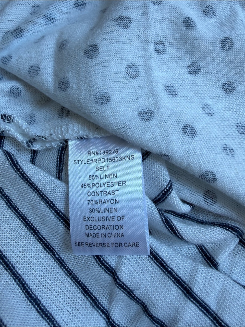 Daniel Rainn White Blouse Split Neck Black Polka Dots Stripes Sleeveless Large - Picture 10 of 11